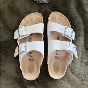Birkenstock White Sandals Two-Strap Comfort Design